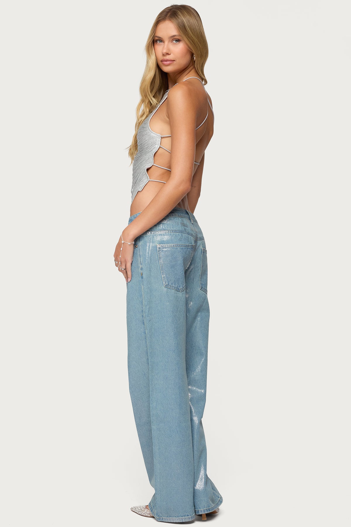 Kalana Crisscross Backless Fringed Top