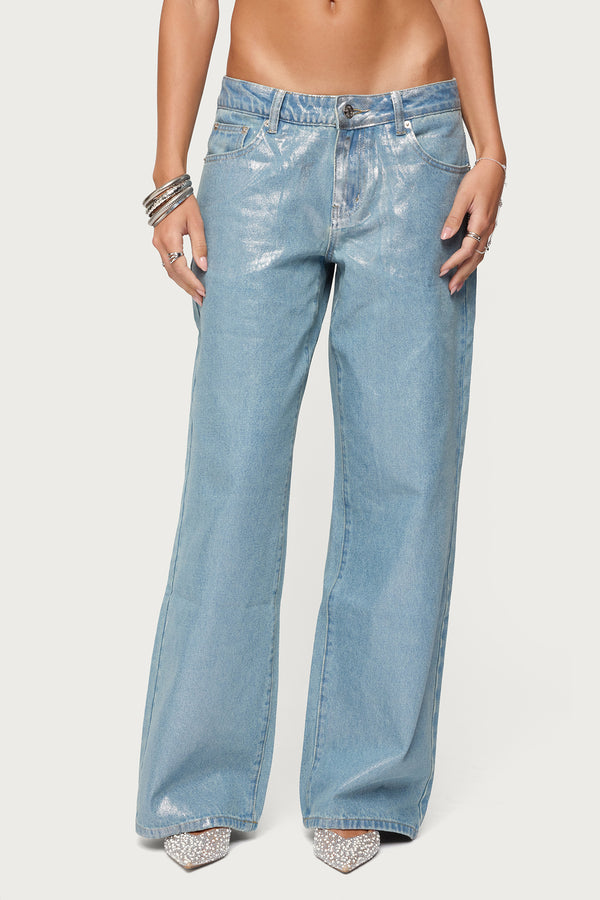 Jenney Shiny Low Rise Baggy Jeans view 2