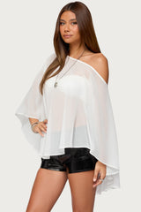 Sheer Chiffon Asymmetric Poncho