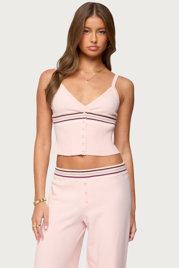 Miya Stripey Ribbed Knit Tank Top view 2
