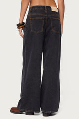 Contrast Stitch Low Rise Baggy Jeans