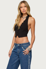 Devon Lacey Pinstripe Halter Top