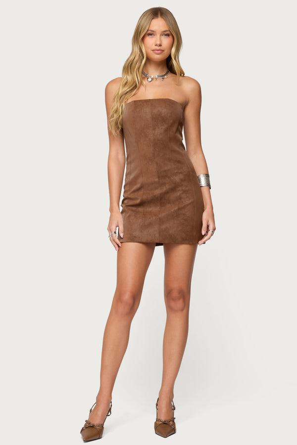 Carina Strapless Faux Suede Mini Dress view 2