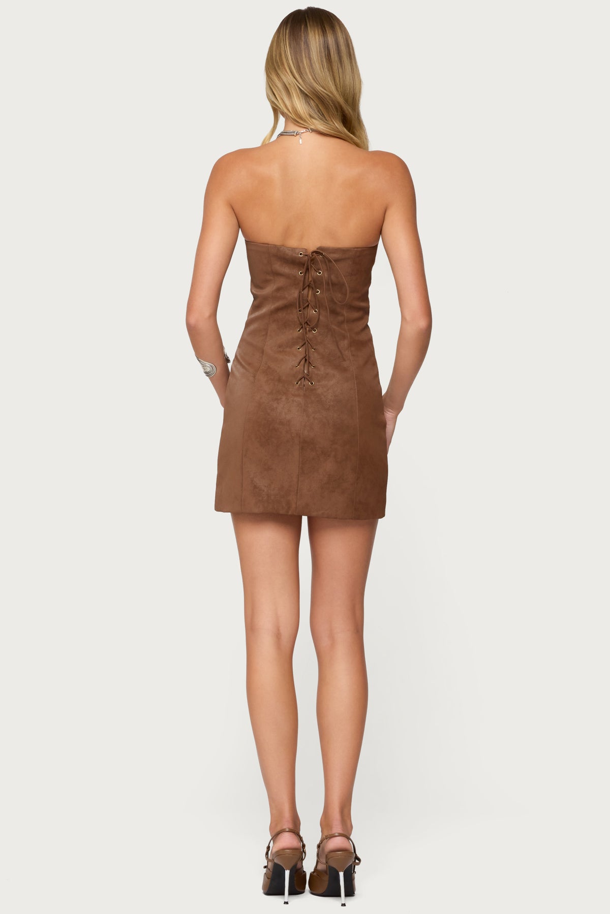 Carina Strapless Faux Suede Mini Dress