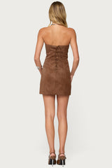 Carina Strapless Faux Suede Mini Dress