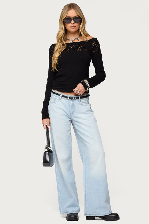 Magda Acid Wash Low Rise Baggy Jeans view 1