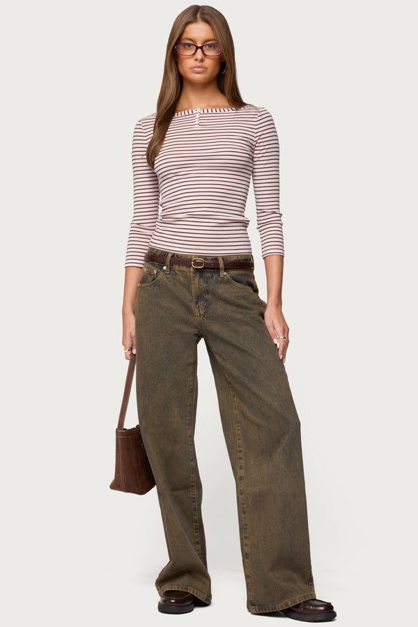 Avigyle Striped Boat Neck Top view 2