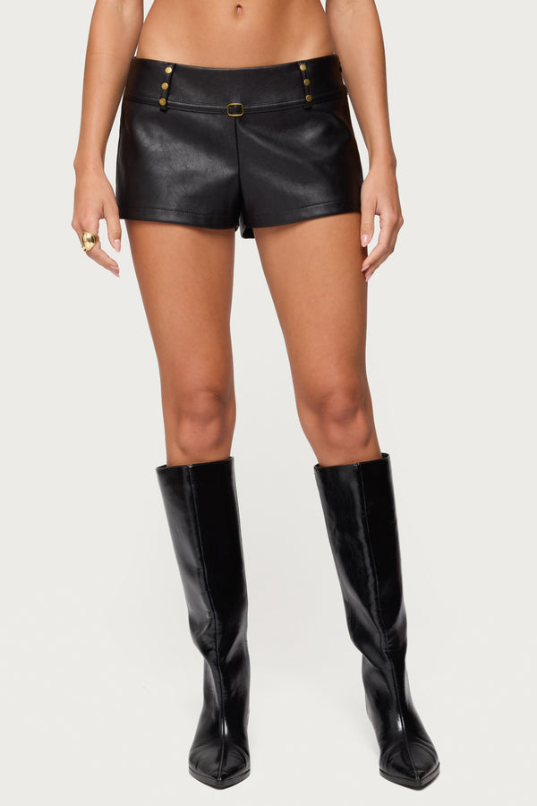 Reese Studded Faux Leather Micro Shorts view 2