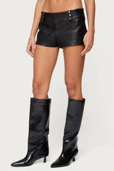 Reese Studded Faux Leather Micro Shorts
