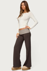 Meshey Striped Foldover Pants