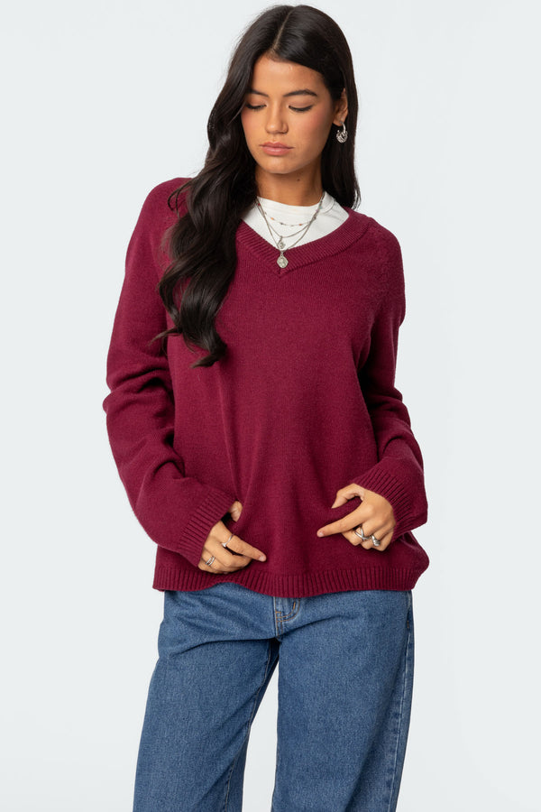 Martha Oversized V Neck Sweater view 1