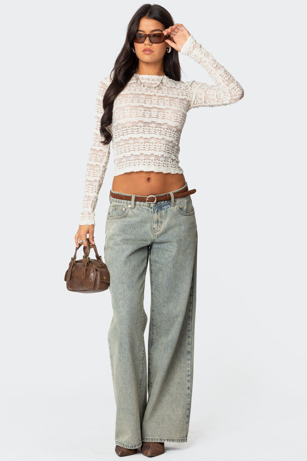 Daisey Textured Sheer Lace Top view 2