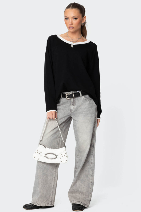 Magda Acid Wash Low Rise Baggy Jeans view 2