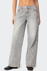 Magda Acid Wash Low Rise Baggy Jeans