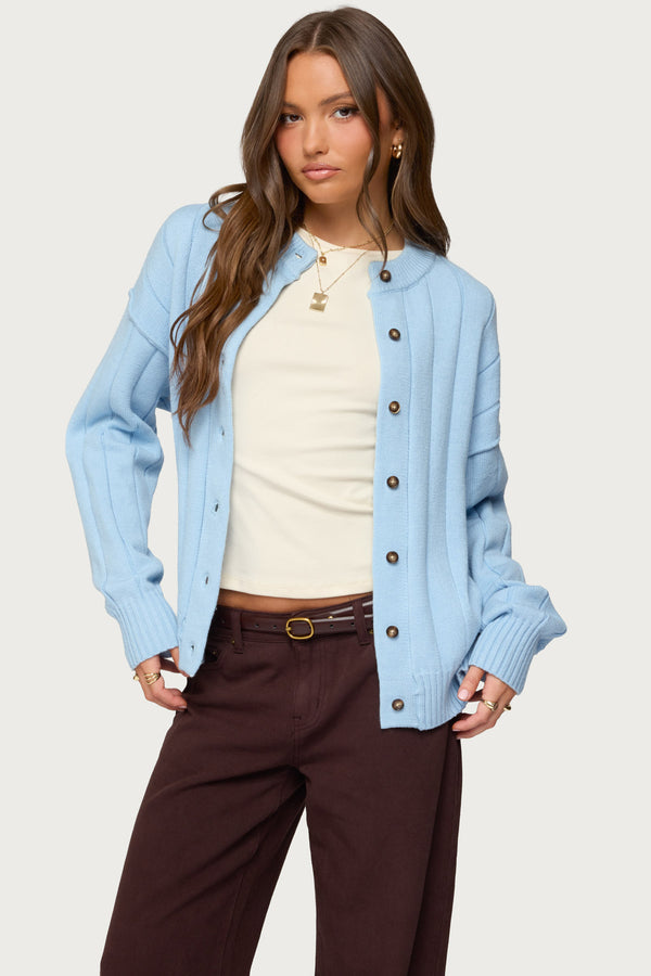 Joanie Wide Ribbed Knit Cardigan view 1