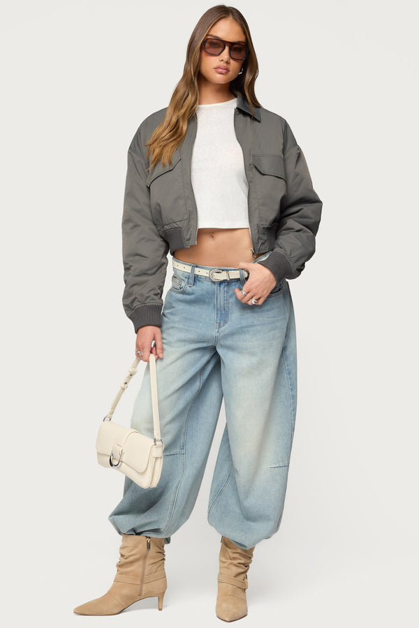 Dolan Ruched Oversized Bomber Jacket view 2