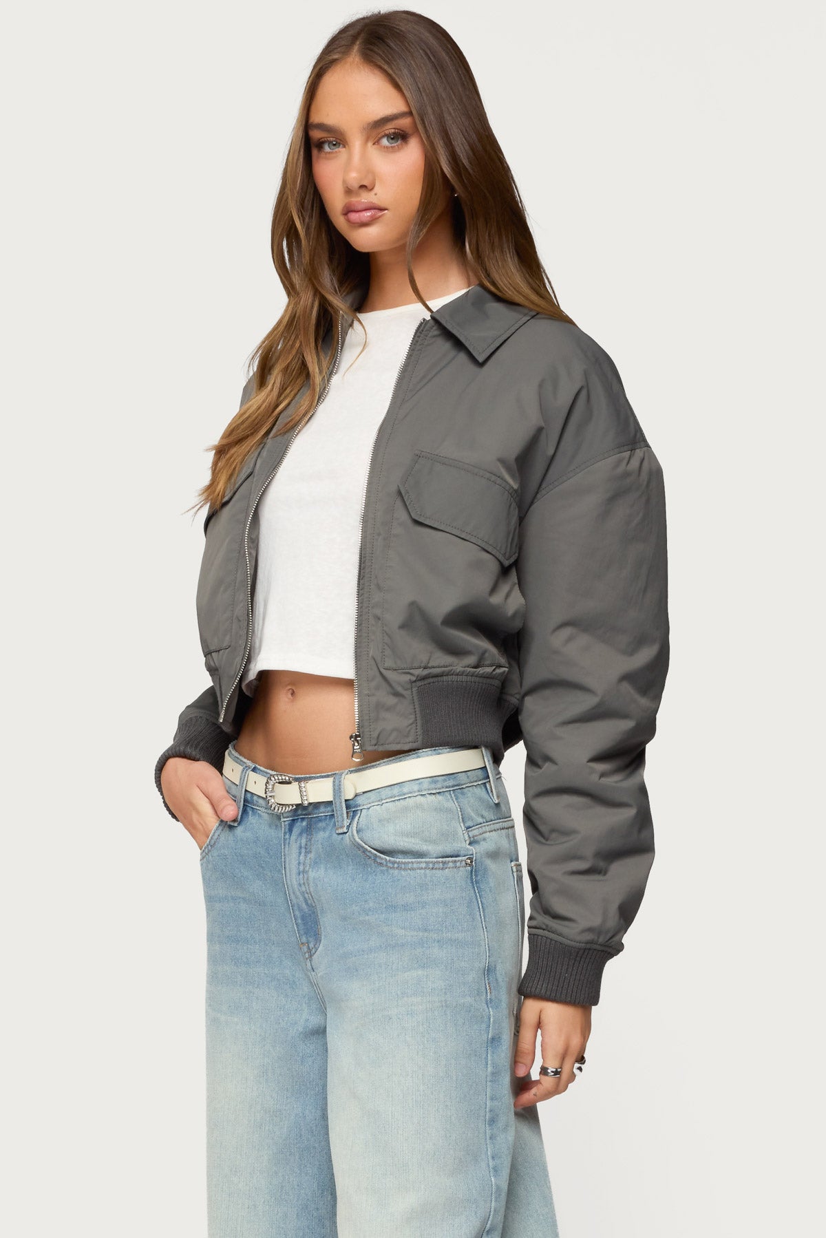 Dolan Ruched Oversized Bomber Jacket