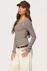 Ensley Contrast Stitch Henley Top