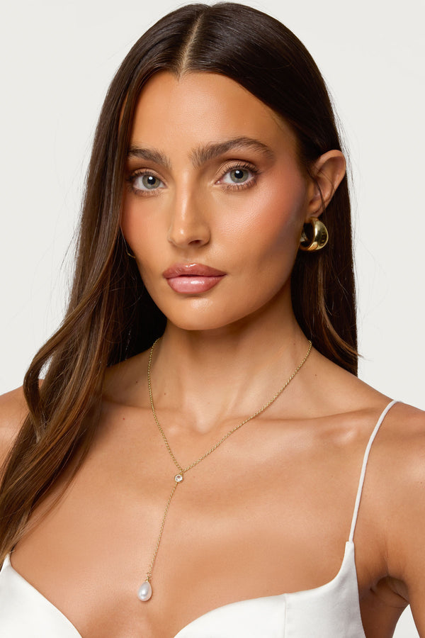Cascading Pearly Rhinestone Necklace view 1