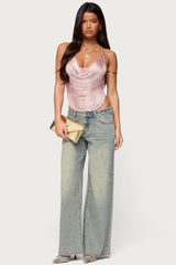 Elenie Fringed Cowl Neck Top