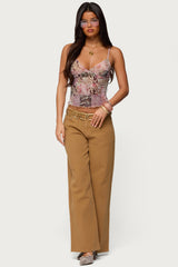 Mixed Animal Print Mesh Tank Top