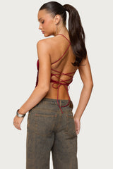 Hara Fringed Crisscross Backless Top
