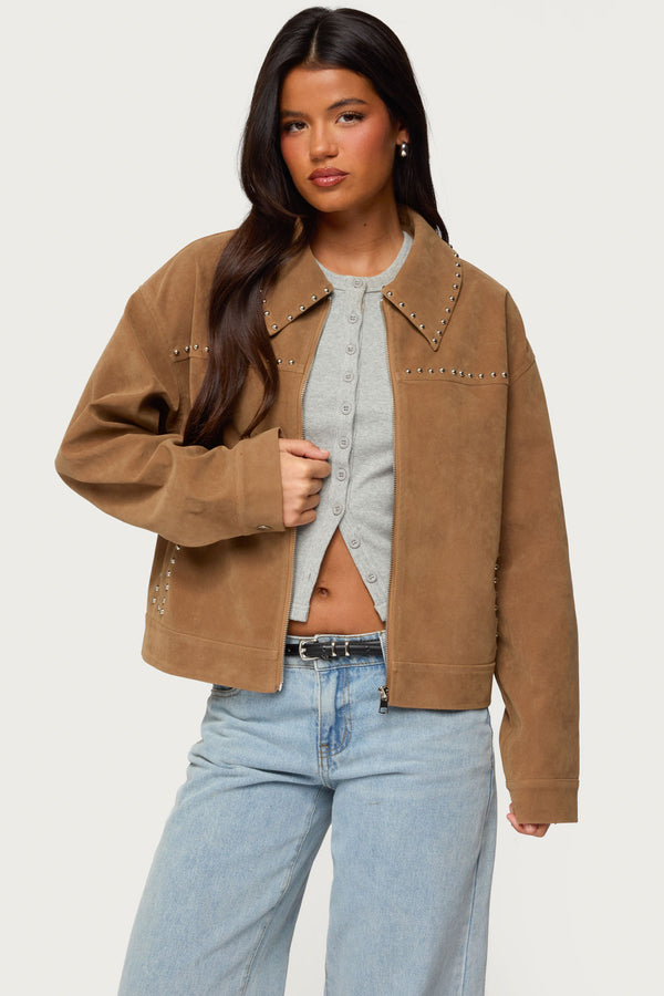 Memphis Studded Faux Suede Jacket view 2