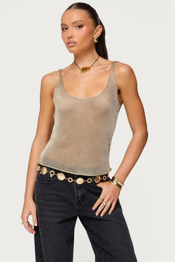 Meena Shiny Knit Tank Top view 1