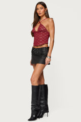Luella Studded Faux Leather Mini Skort