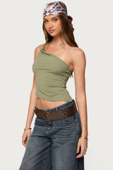 Knotted One Shoulder Asymmetric Top