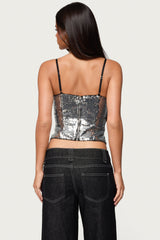 Rokko Cut Out Sequin Top