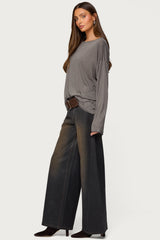 Oversized Semi Sheer Long Sleeve T Shirt