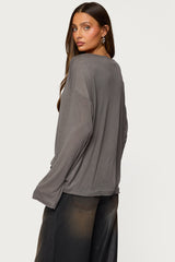 Oversized Semi Sheer Long Sleeve T Shirt