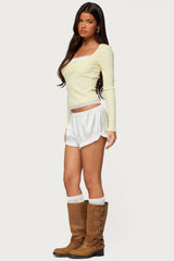 Joana Layered Lacey Henley Top