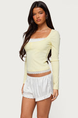Joana Layered Lacey Henley Top