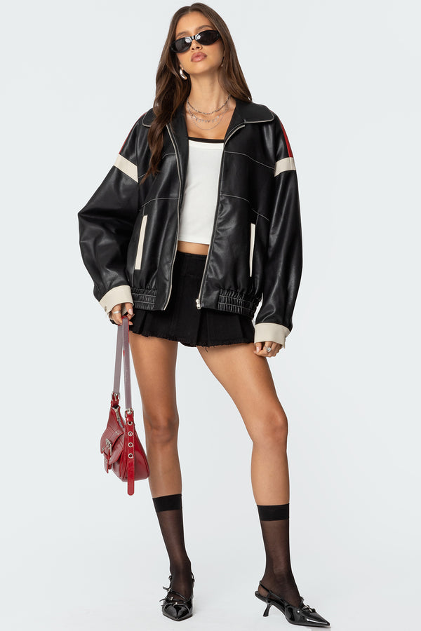 North Star Faux Leather Jacket view 2