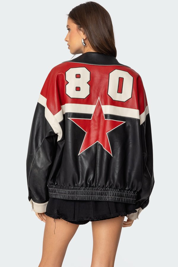North Star Faux Leather Jacket view 1