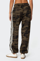 Camo Contrast Striped Sweatpants