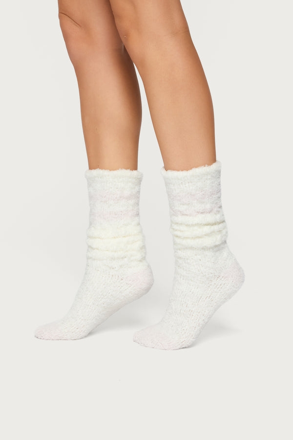 Stripey Fuzzy Scrunch Socks view 1