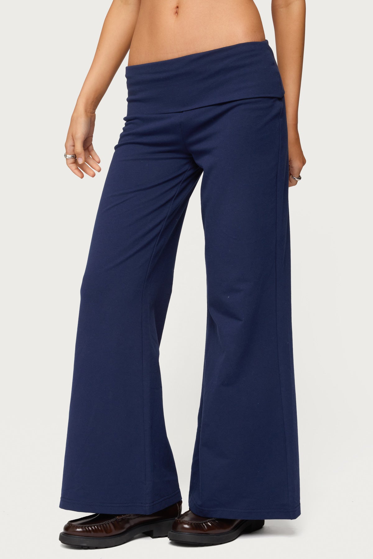 Petite Wide Leg Foldover Pants