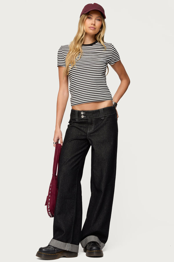 Cuffed Low Rise Straight Leg Jeans view 1