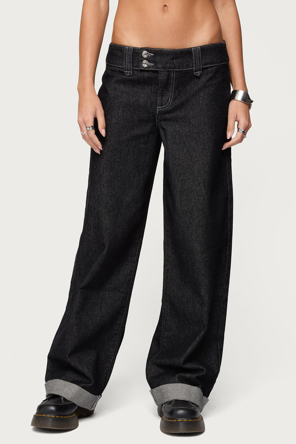 Cuffed Low Rise Straight Leg Jeans view 2