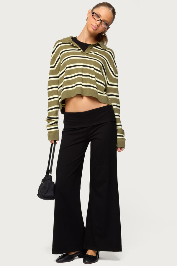 Petite Wide Leg Foldover Pants view 1