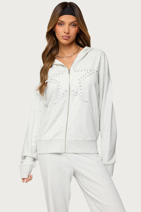 Briela Star Studded Zip Up Hoodie view 1