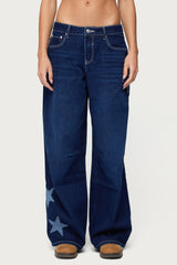 Trish Stars Low Rise Baggy Jeans