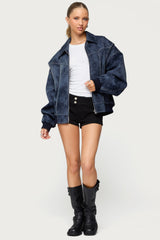 Ownley Oversized Faux Leather Bomber Jacket
