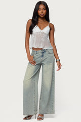 Sequin Sheer Mesh Babydoll Top