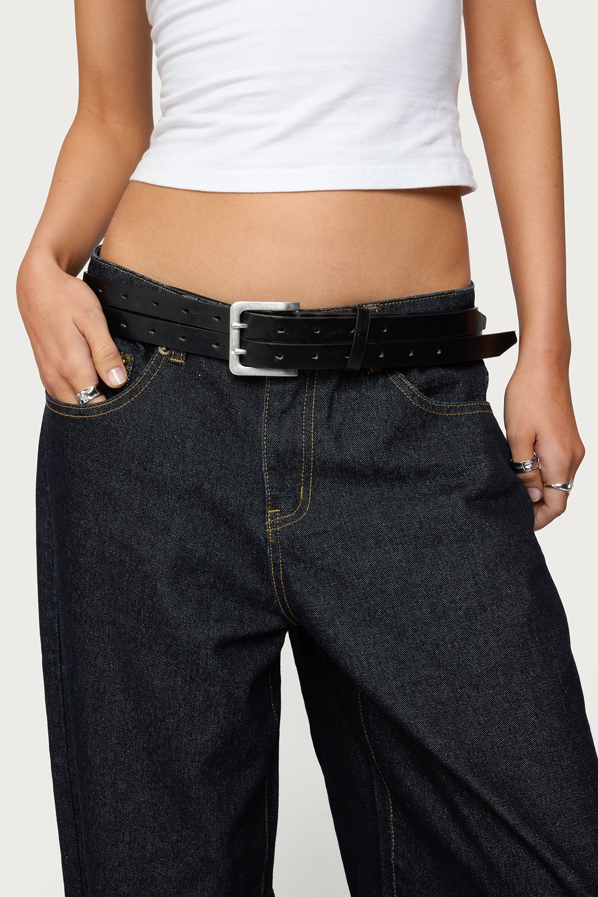 Double Look Faux Leather Belt