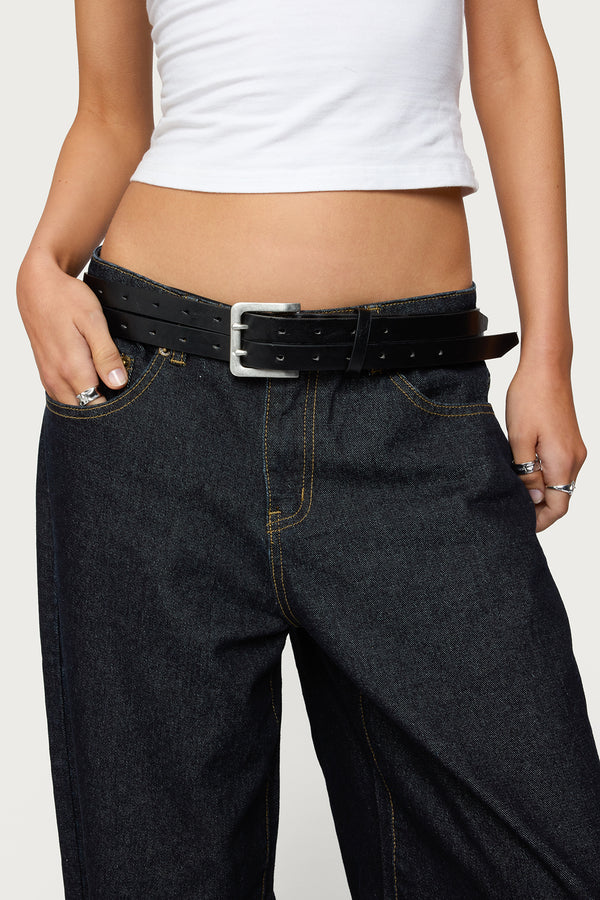Double Look Faux Leather Belt view 1
