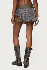 Varley Plaid & Lace Layered Mini Skort
